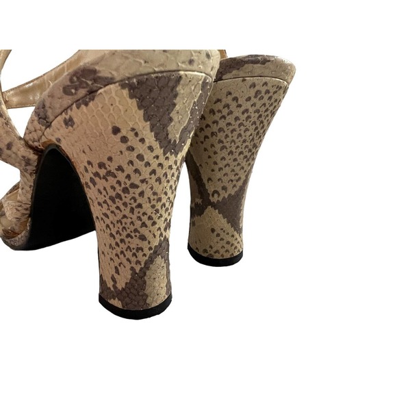 Vintage 90s Y2k Kenneth Cole Chunky Strappy Snakeskin Heels SZ 9 - Picture 9 of 16